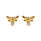 10K Yellow Gold Diamond Accented Bumble Bee Stud Earring (H-I Color, I1-I2 Clarity)