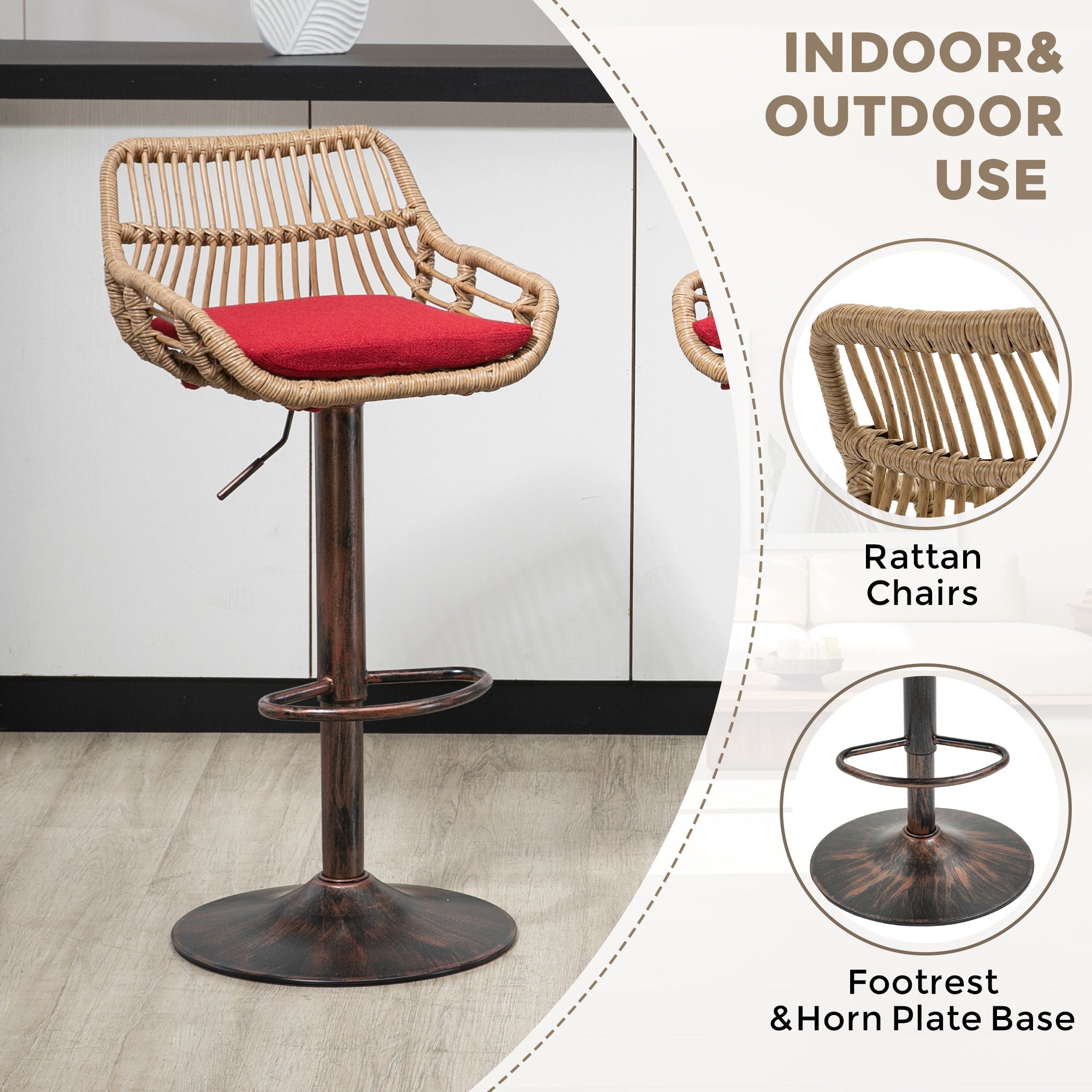 Modern Swivel Bar Stools Adjustable Counter Chairs