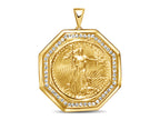 Diamond Fancy Solid White/Yellow/Rose Gold Handmade Coin Pendant , 1oz Coin ,