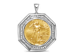 Diamond Fancy Solid White/Yellow/Rose Gold Handmade Coin Pendant , 1oz Coin ,