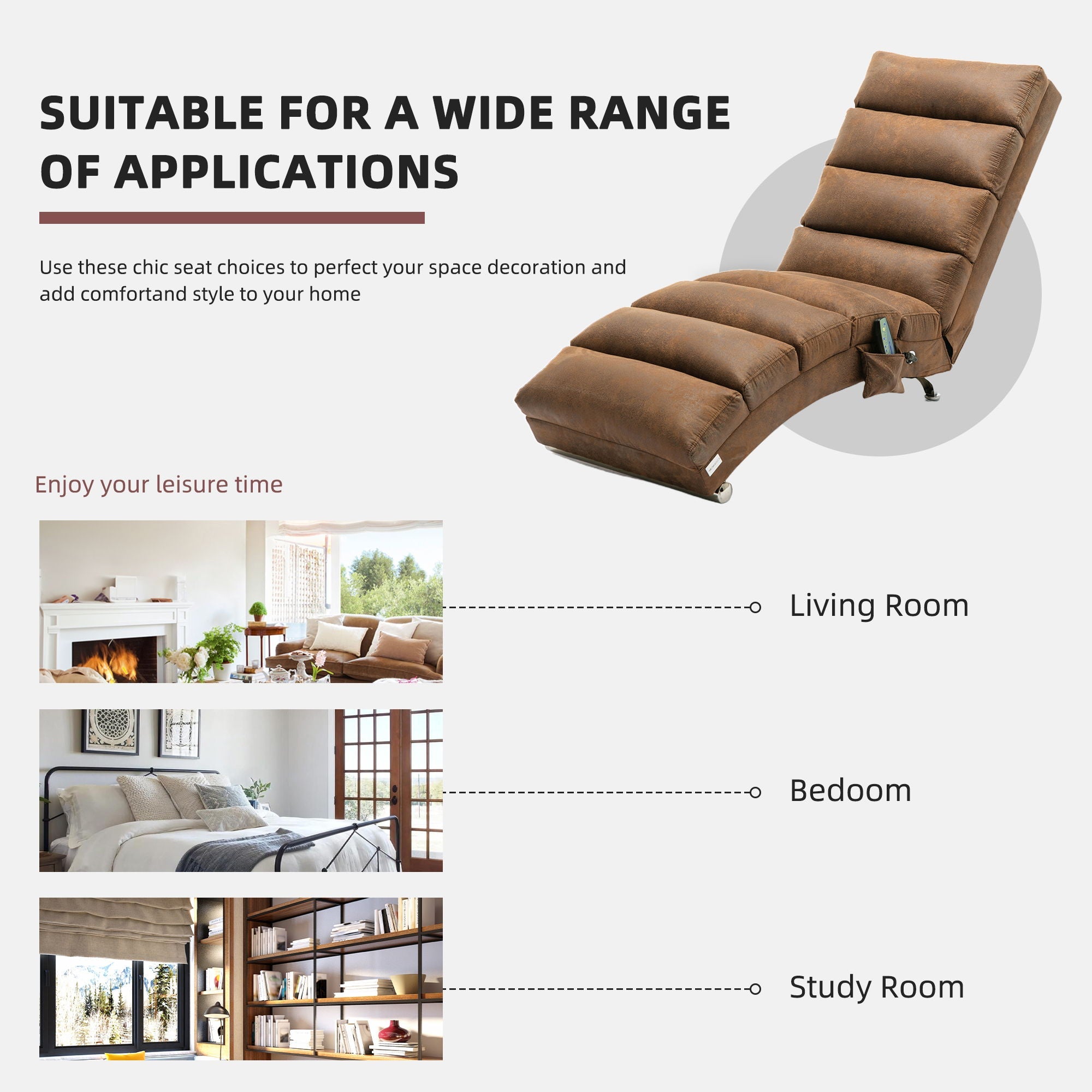Massage Chaise Lounge Indoor, Ergonomic Electric Massage Lounger