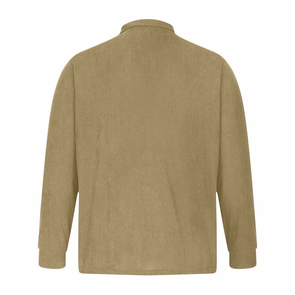 Fleece Quarter-Zip Long Sleeve Ribbed Shirt // Khaki
