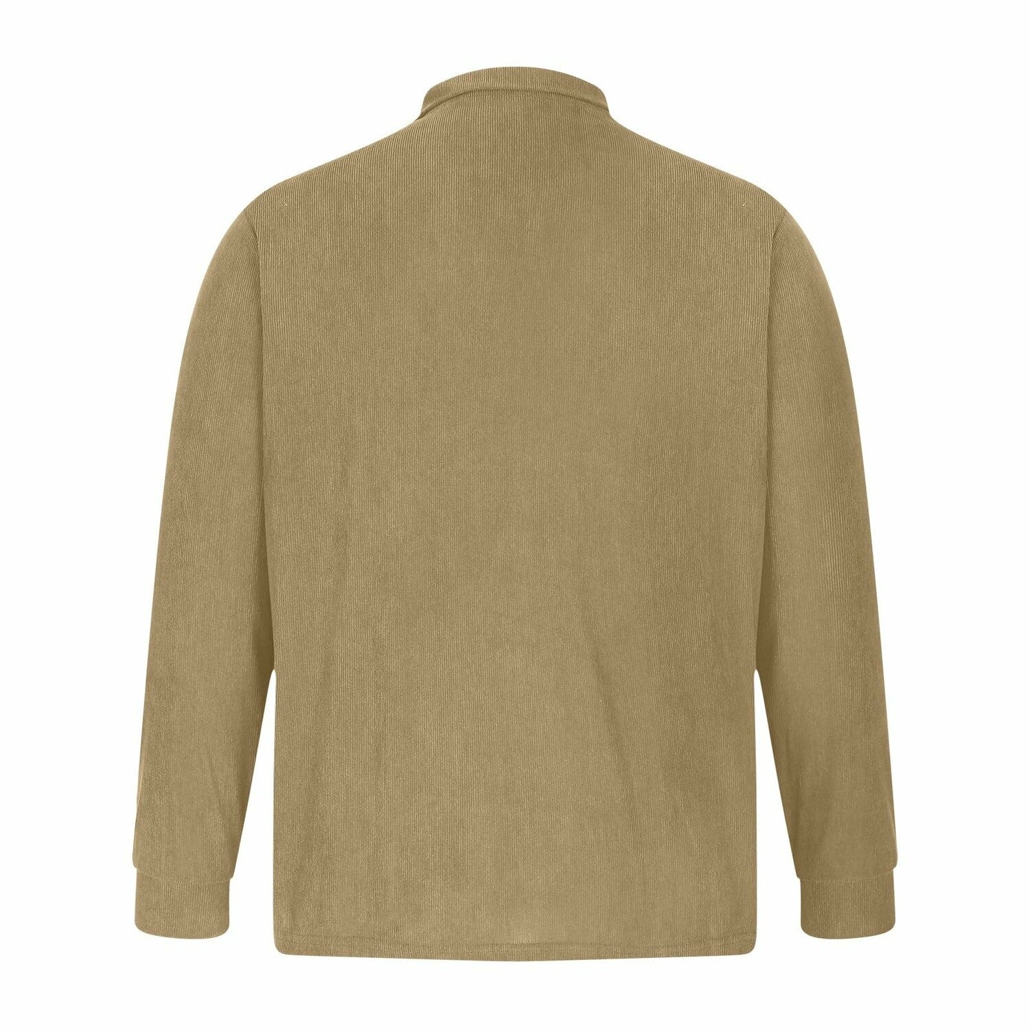 Fleece Quarter-Zip Long Sleeve Ribbed Shirt // Khaki