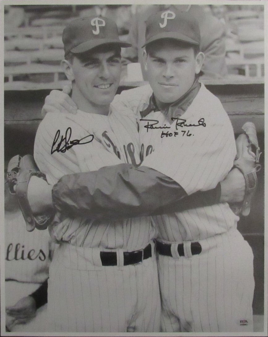 Curt Simmons/Robin Roberts HOF Signed/Inscr 16x20 Photo Phillies PSA/DNA 192399