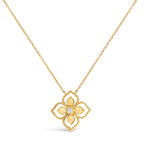 10K Yellow Gold Diamond Accent Floral Medallion Pendant Necklace