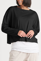 Pima Cotton Mini Luxury Boxy T-Shirt - Black
