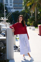 Cotton Gaucho Pants - Nautical Stripe