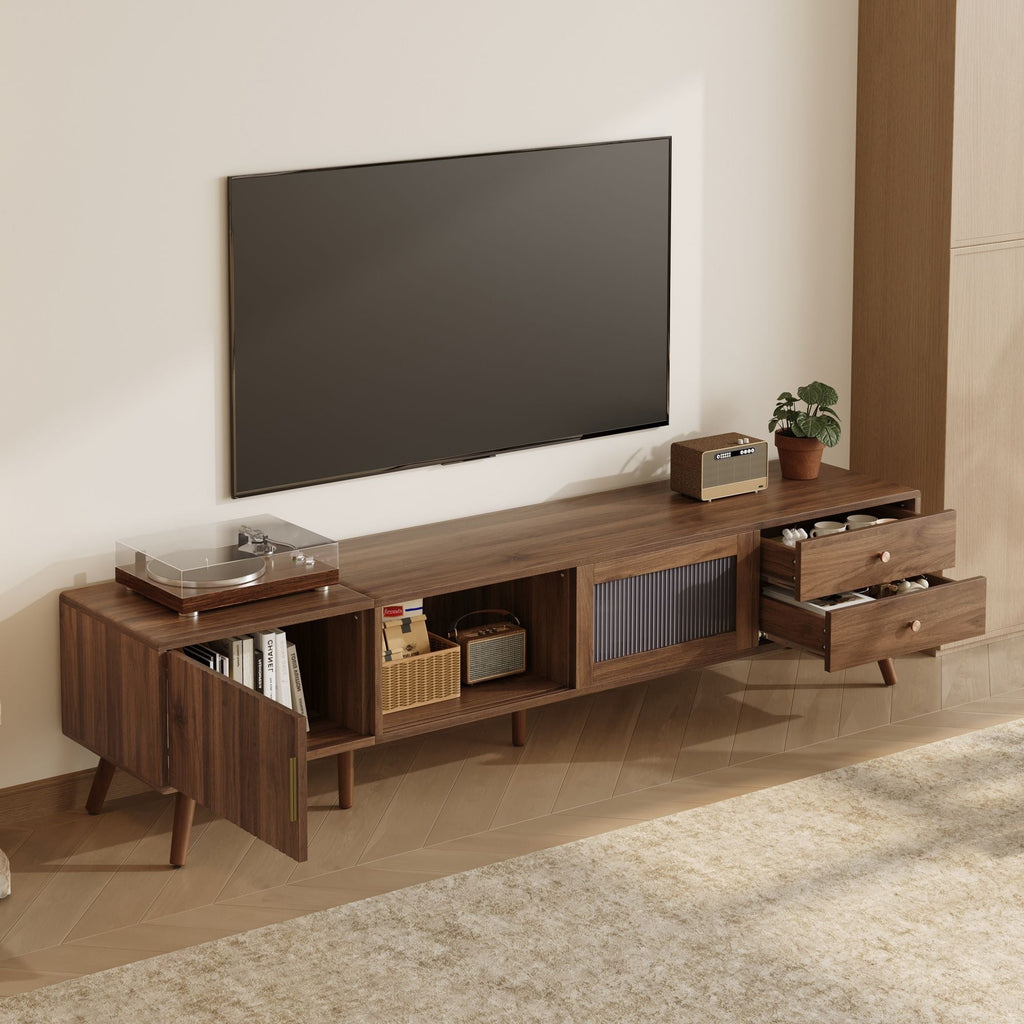 Doors TV Stand For TVs Up To 85", With Storage Cabinets - Natural