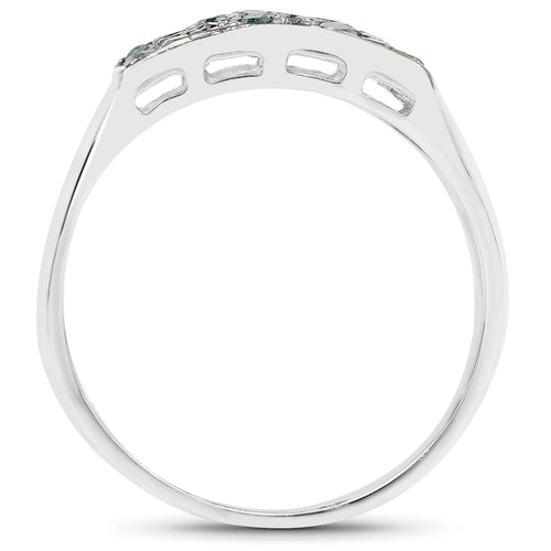 0.48 Carat Genuine Blue Diamond .925 Sterling Silver Ring