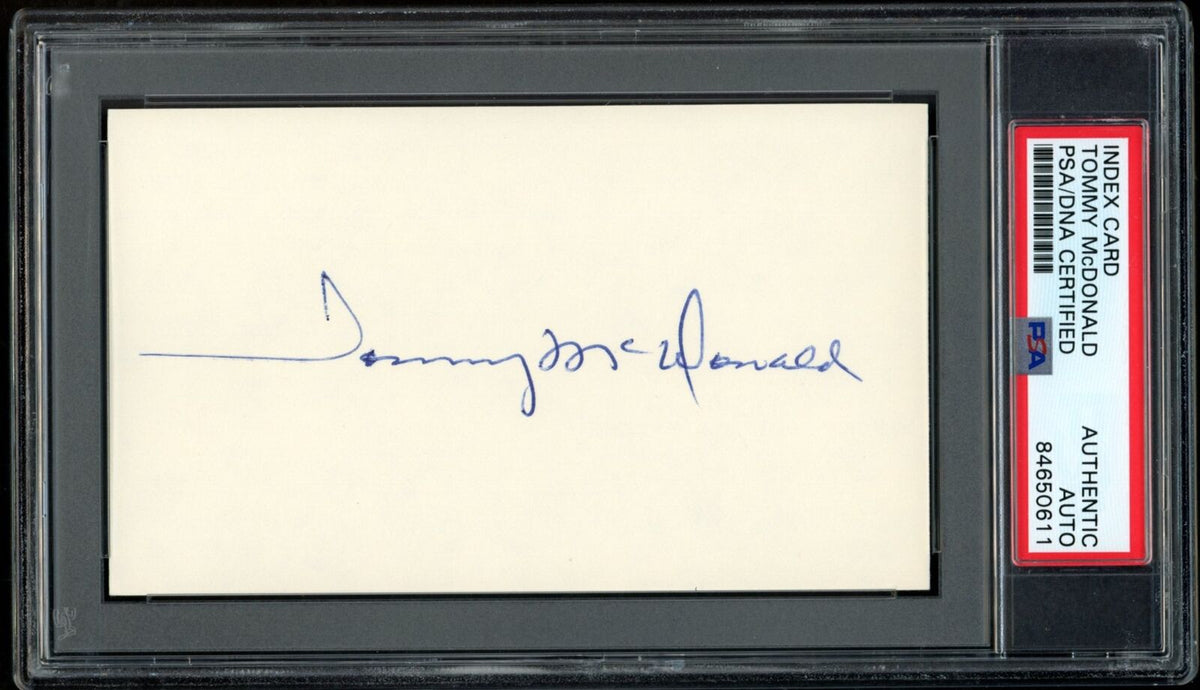 Tommy McDonald HOF Autographed 3x5 Index Card Philadelphia Eagles PSA/DNA