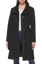 Cole Haan Signature Slick Belted Wool Blend Faux Wrap Coat in Black Size 10