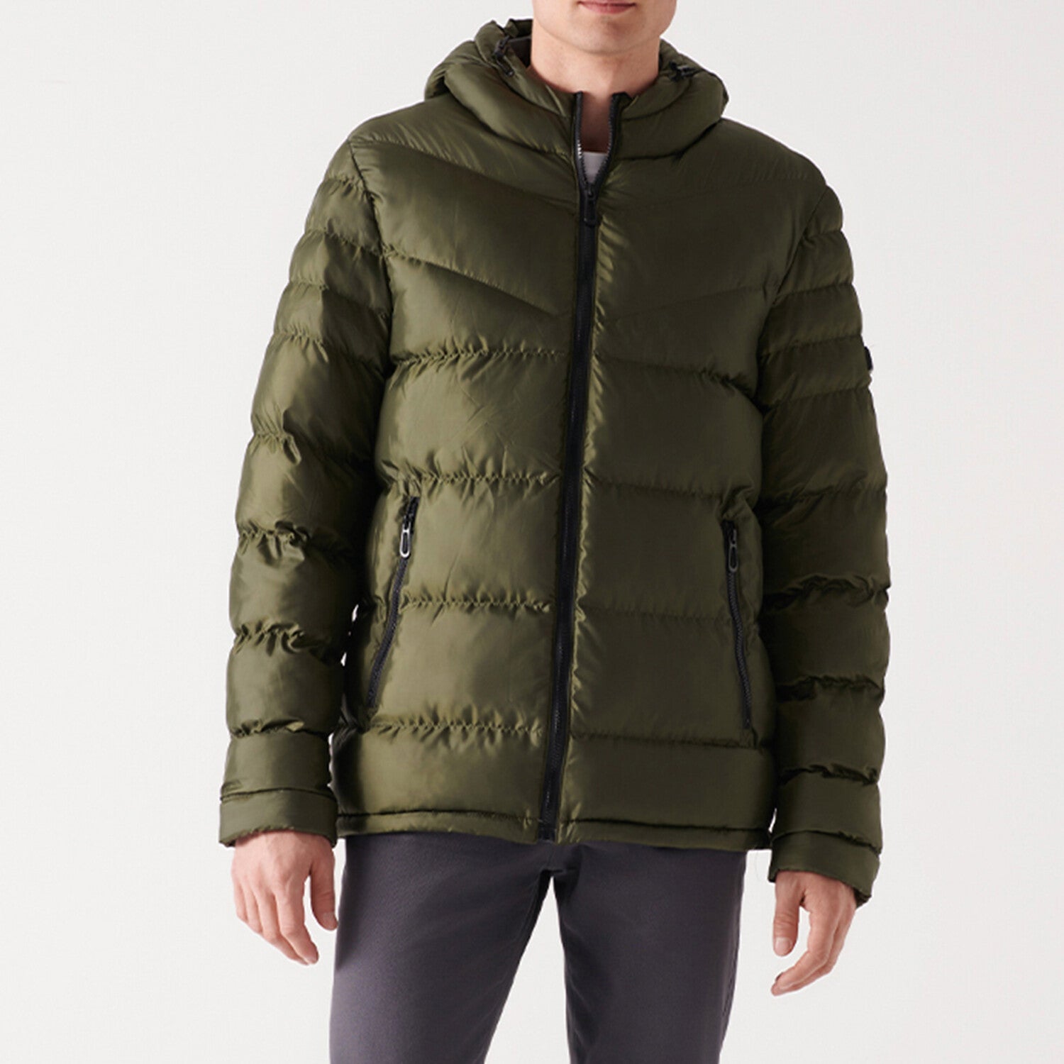 Water Repellent Windproof Quilted Coat // Olive