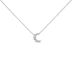 10K White Gold Diamond Accented Crescent Moon Shaped 18" Inch Pendant Necklace (H-I Color, I1-I2 Clarity)