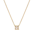 10K Yellow Gold 1/10 Cttw Round and Baguette Diamond Mosaic Composite Square 18" Inch Pendant Necklace (H-I Color, I1-I2 Clarity)
