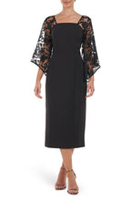 JS Collections Vivian Floral Flutter Sleeve Midi Dress in Black, Size 2