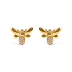 10K Yellow Gold Diamond Accented Bumble Bee Stud Earring (H-I Color, I1-I2 Clarity)
