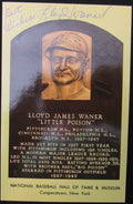 Lloyd Waner HOF Pittsburgh Pirates d.1982 Signed/Auto HOF Plaque Postcard 163074
