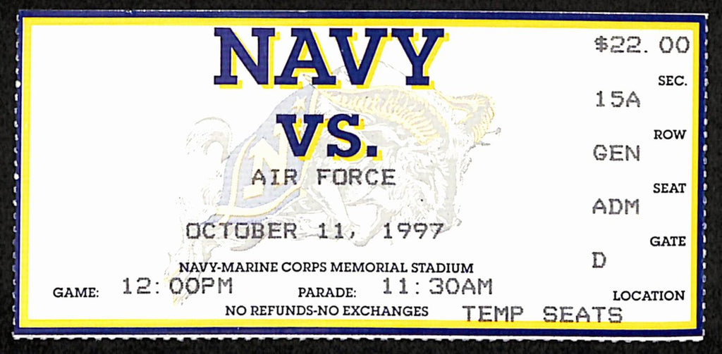 October 11, 1999 Air Force vs. Navy College Football Game Ticket Stub 190205