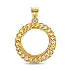 Curb Chain Link Frame Solid White/Yellow/Rose Gold Handmade Coin Pendant , 1/2oz Coin ,