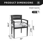 Outdoor Patio Dining Chairs, Tapered Feet (Set of 4) - Ember Black