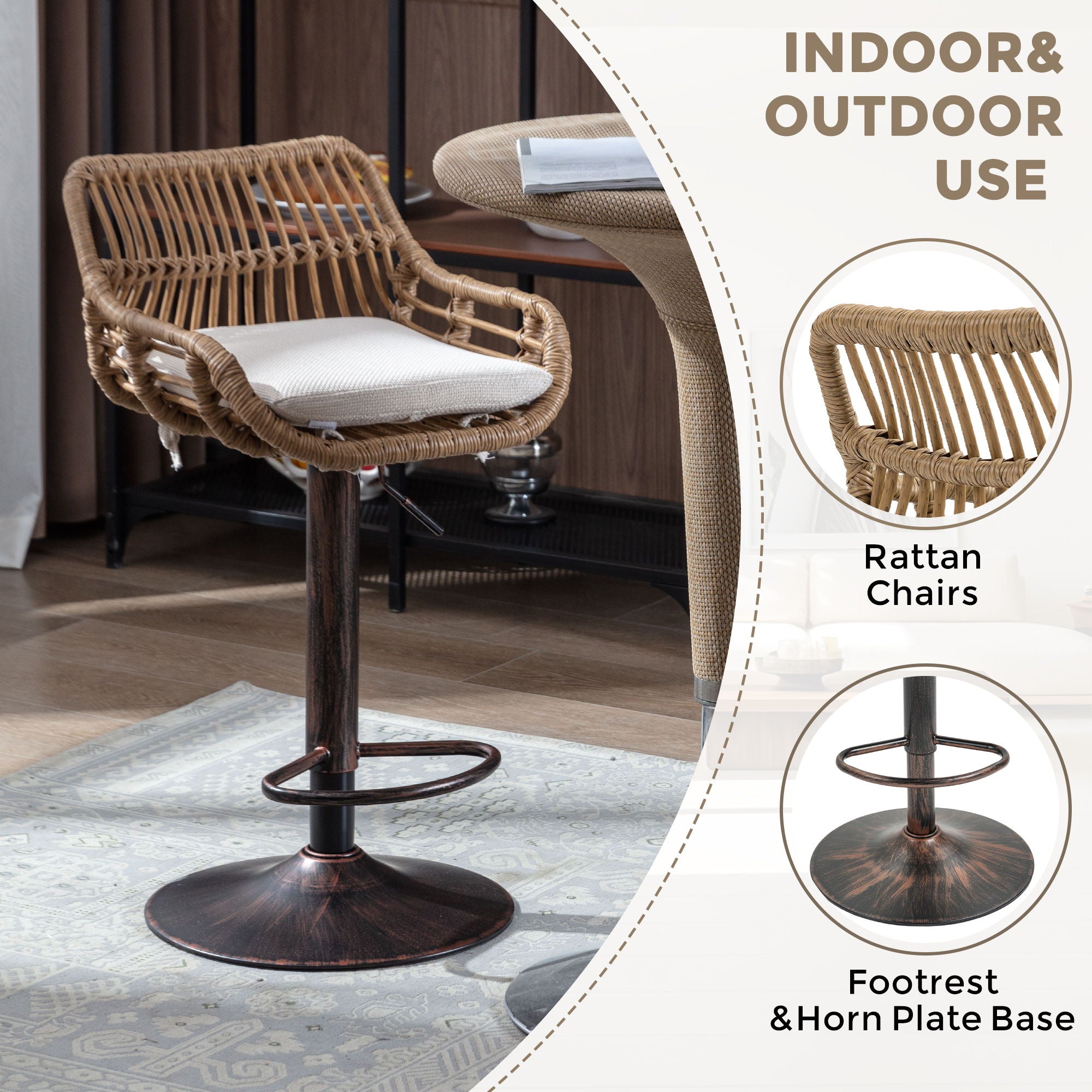 Modern Swivel Bar Stools Adjustable Counter Chairs