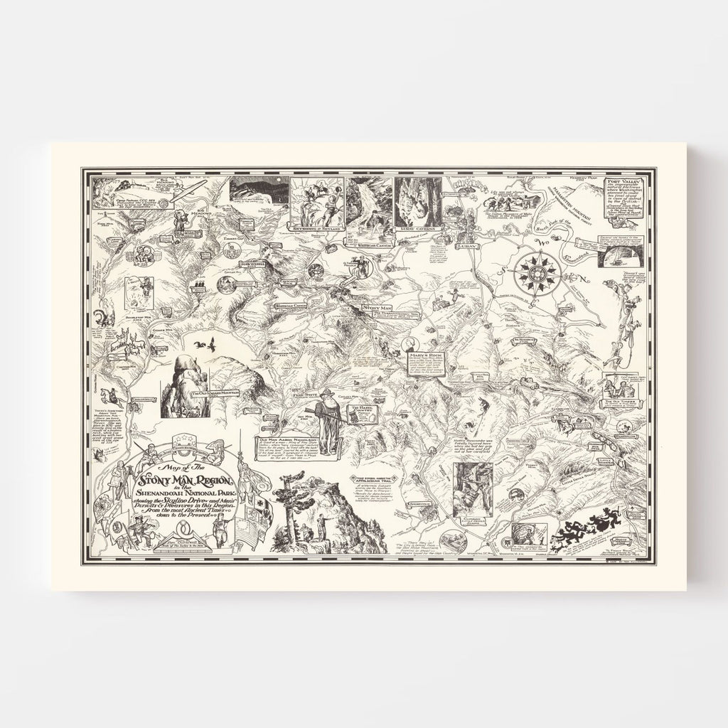Vintage Map of Stony Man in Shenandoah National Park 1935