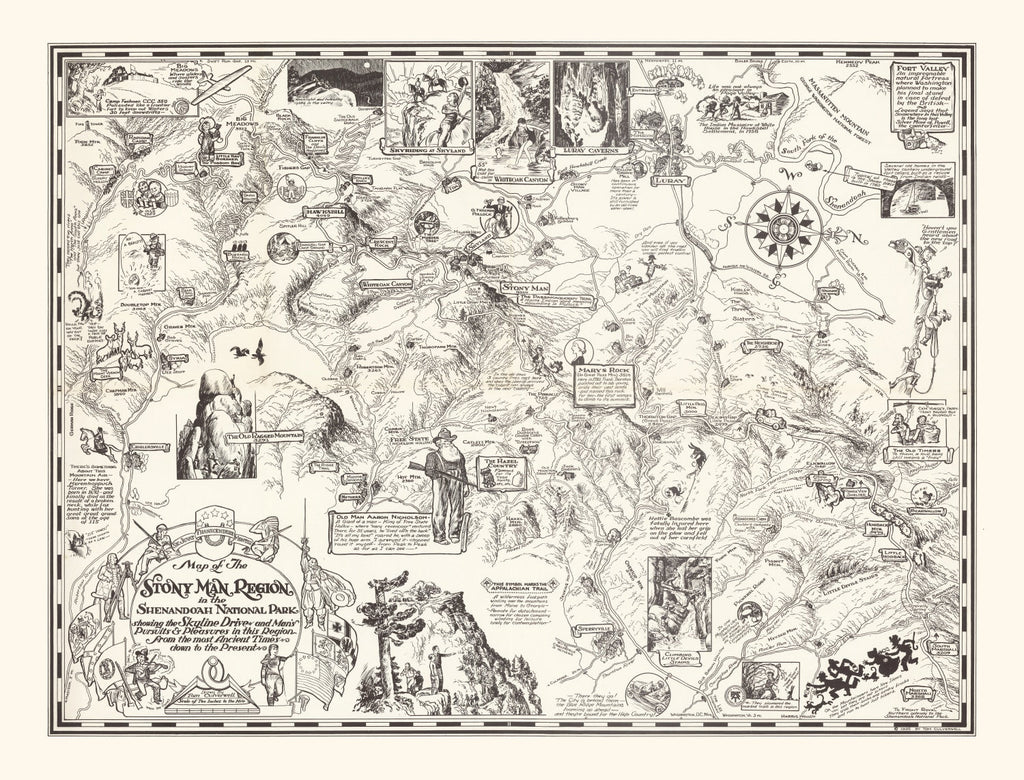 Vintage Map of Stony Man in Shenandoah National Park 1935