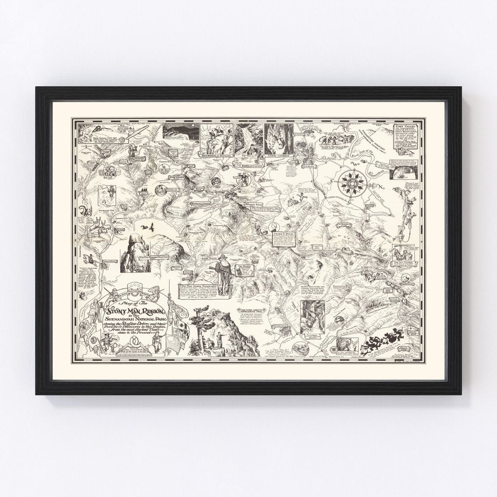 Vintage Map of Stony Man in Shenandoah National Park 1935