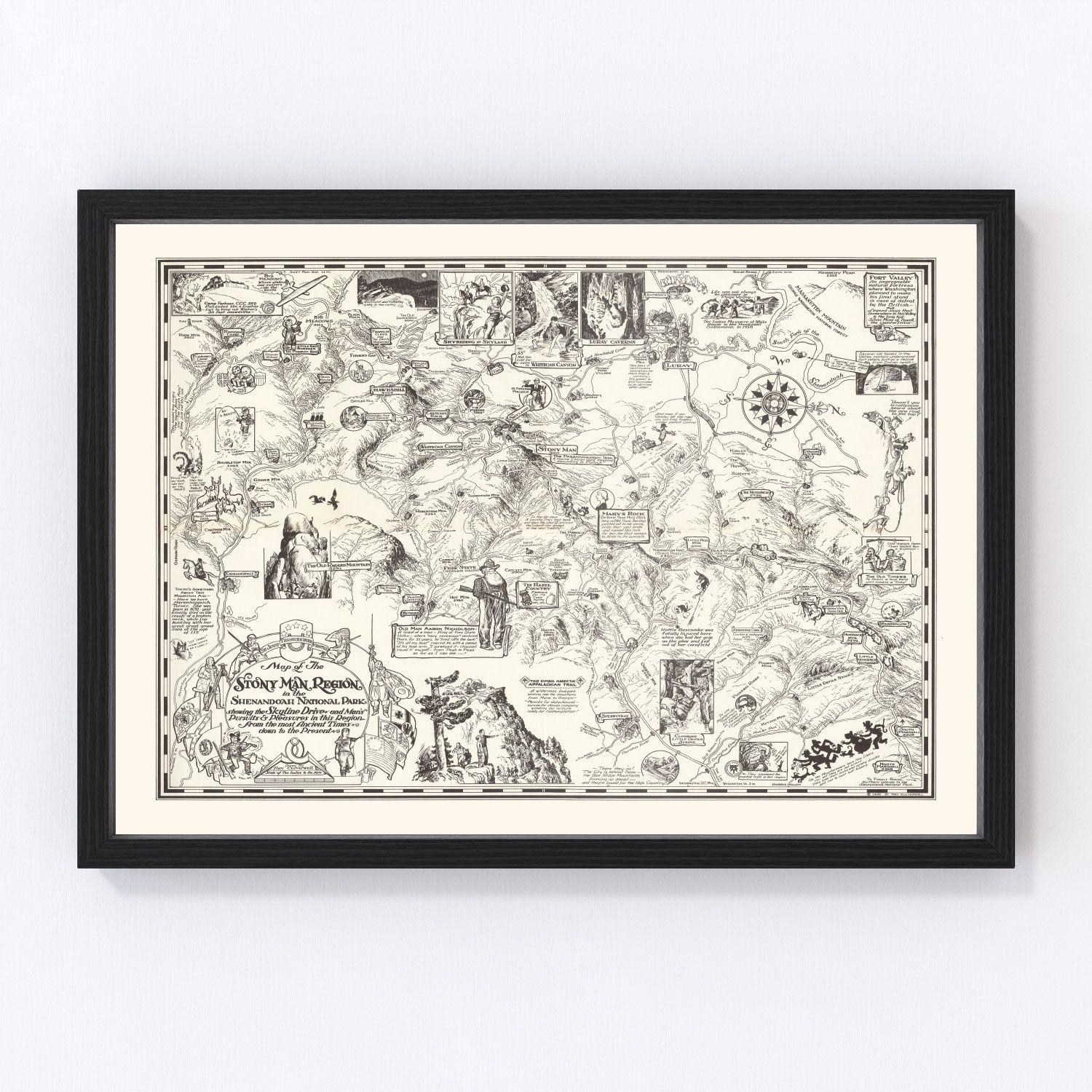 Vintage Map of Stony Man in Shenandoah National Park 1935