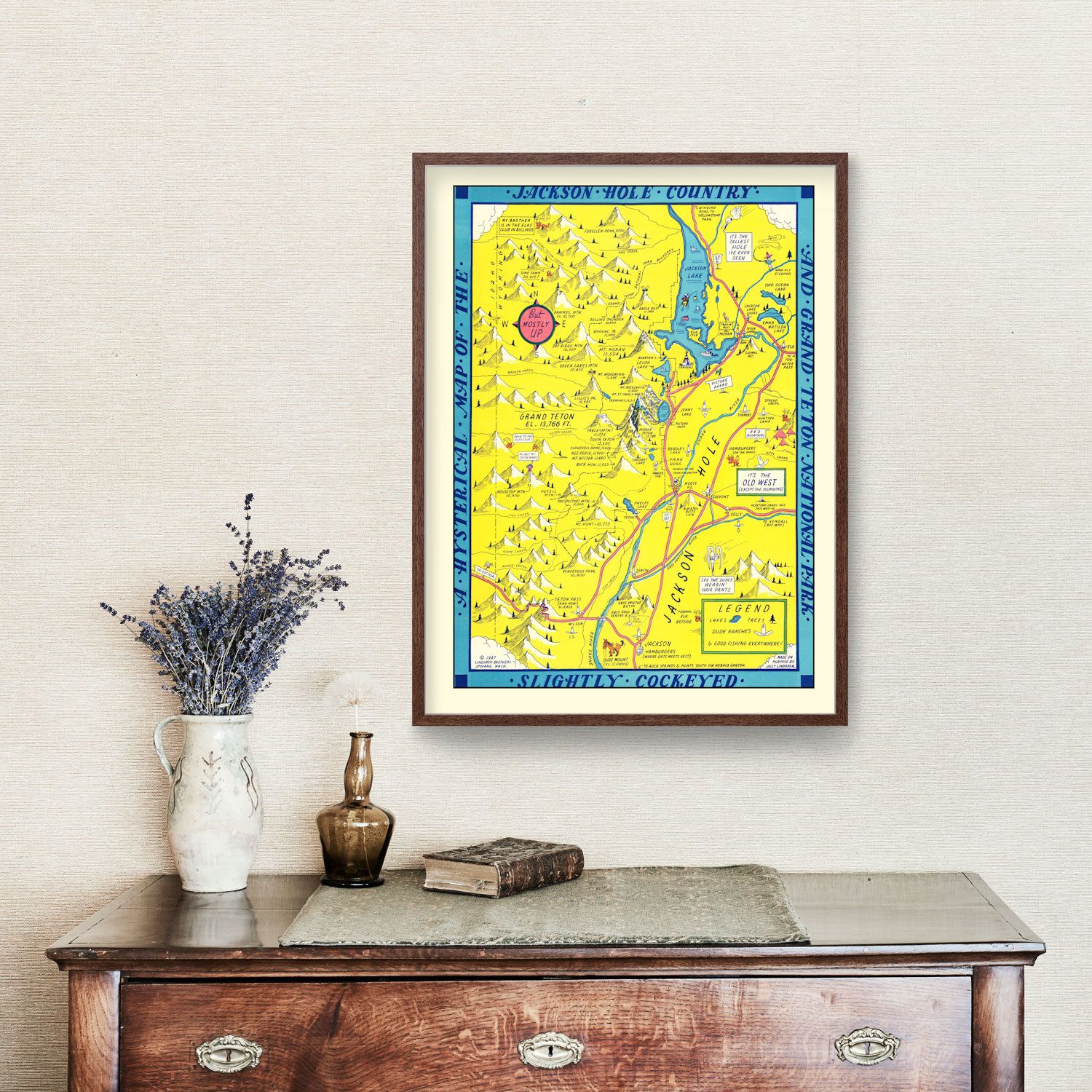 Vintage Map of Jackson Hole & Grand Teton National Park 1947