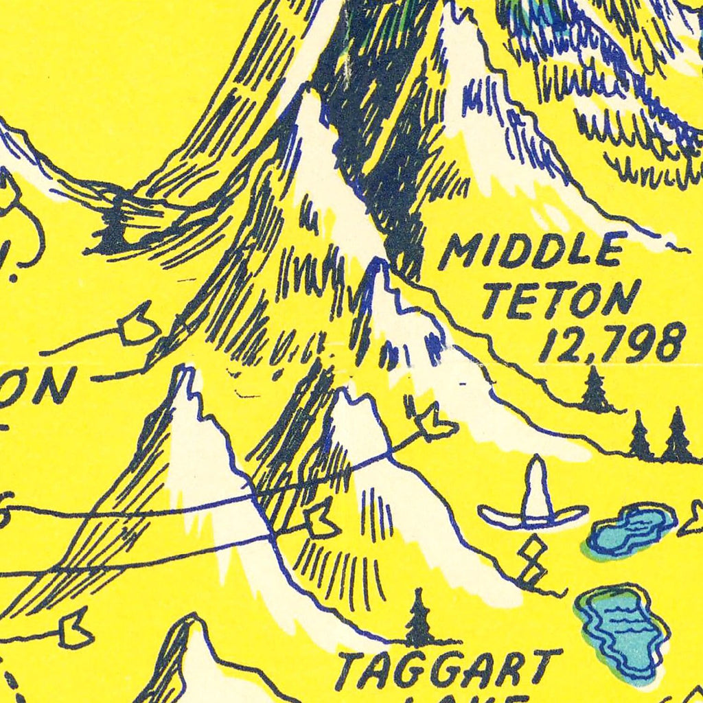 Vintage Map of Jackson Hole & Grand Teton National Park 1947