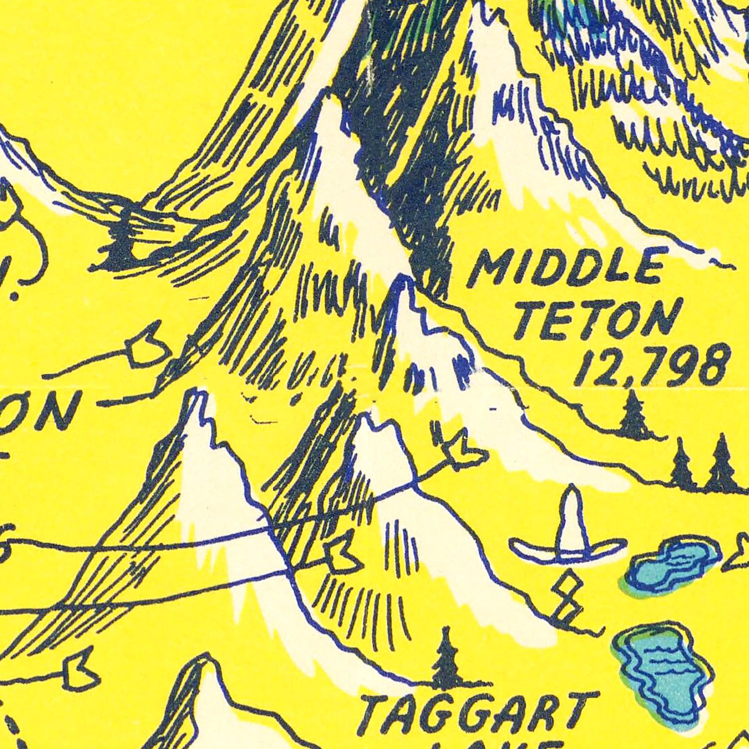 Vintage Map of Jackson Hole & Grand Teton National Park 1947