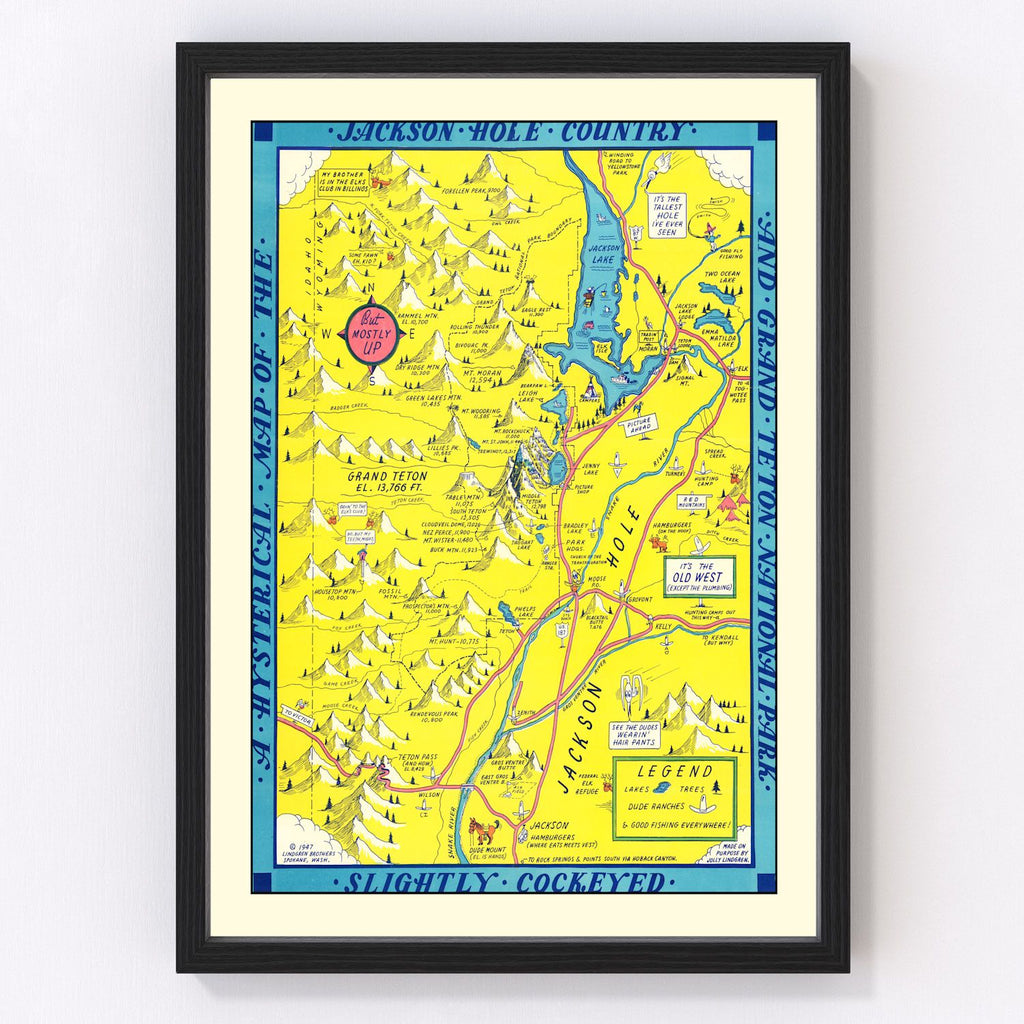 Vintage Map of Jackson Hole & Grand Teton National Park 1947