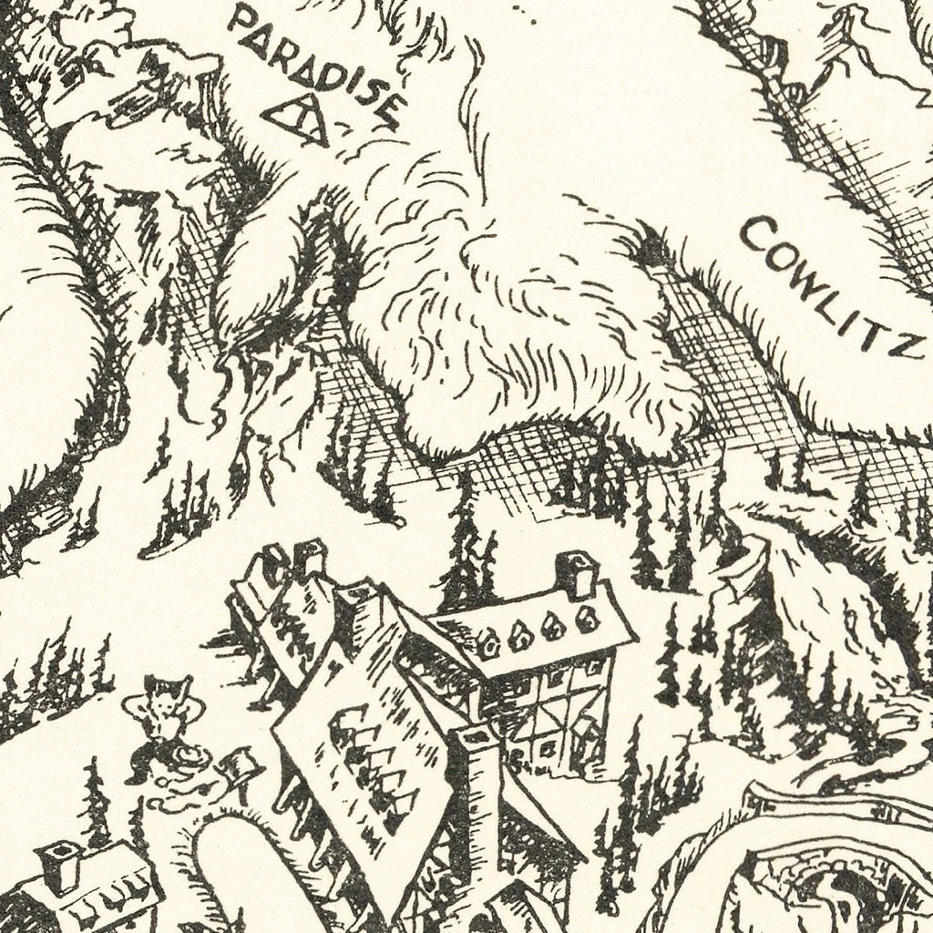 Vintage Map of Mt. Rainier National Park 1946