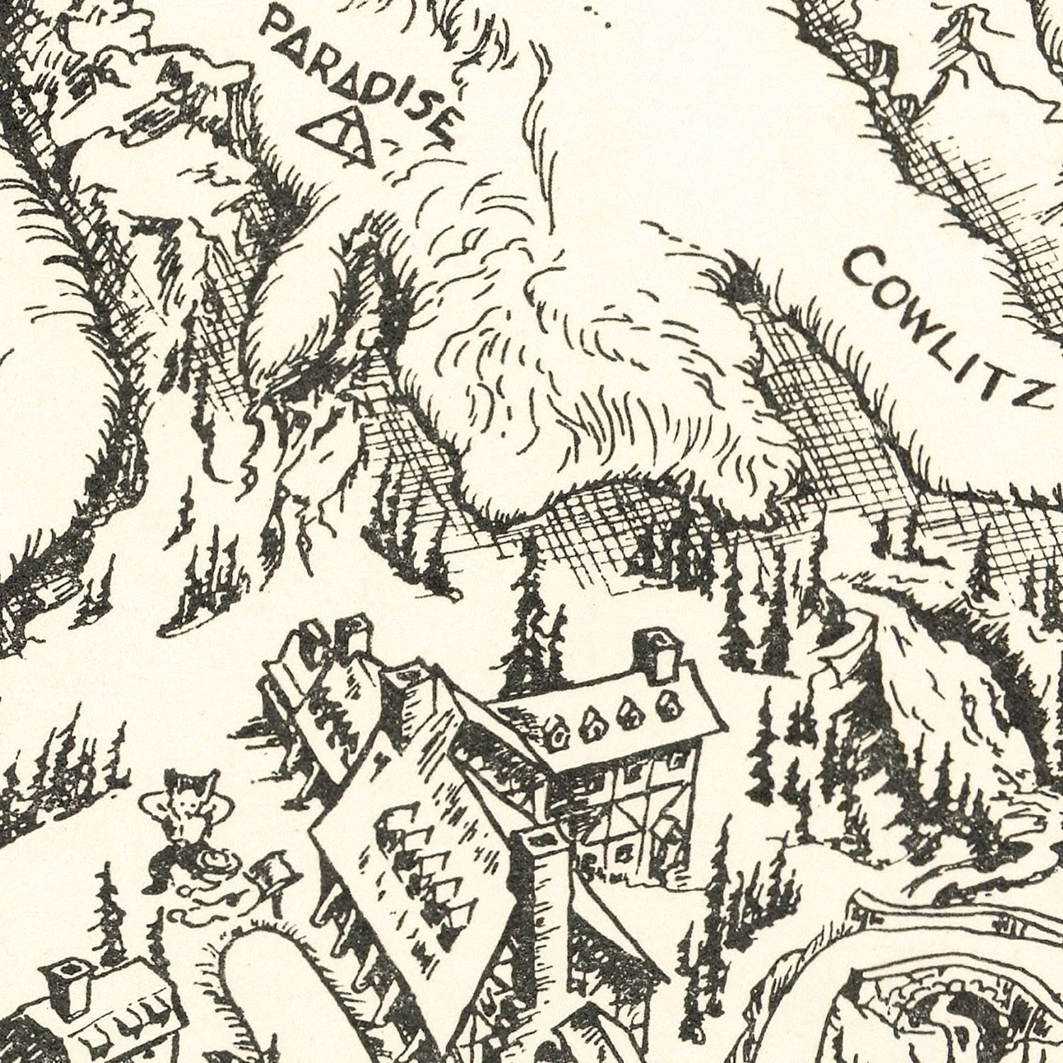 Vintage Map of Mt. Rainier National Park 1946