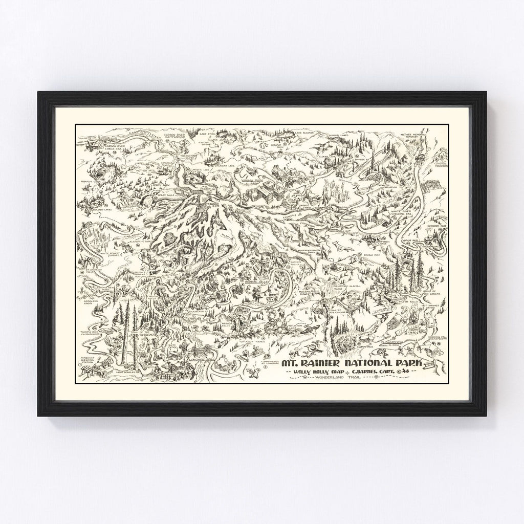 Vintage Map of Mt. Rainier National Park 1946