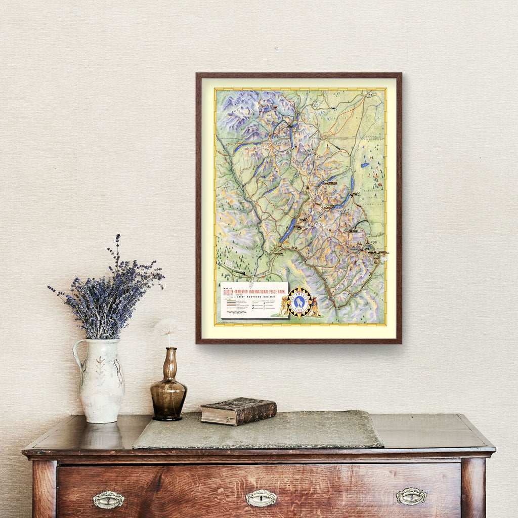 Vintage Map of Glacier National Park 1939