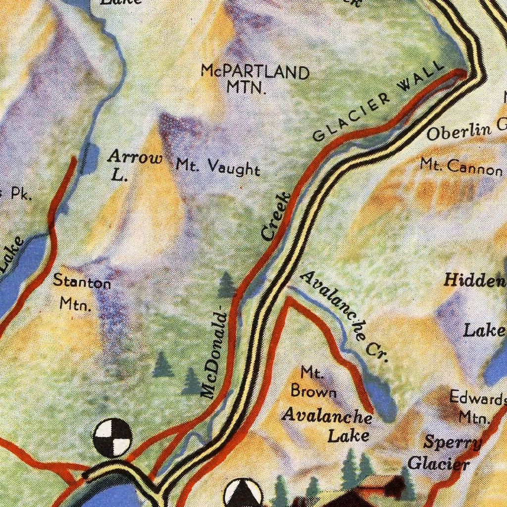 Vintage Map of Glacier National Park 1939