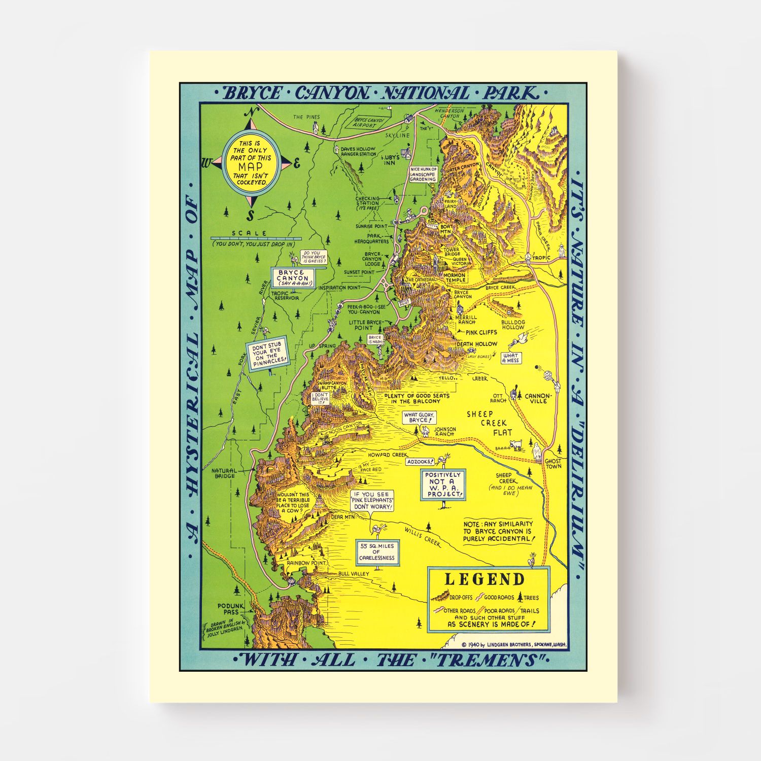 Vintage Map of Bryce Canyon National Park 1940