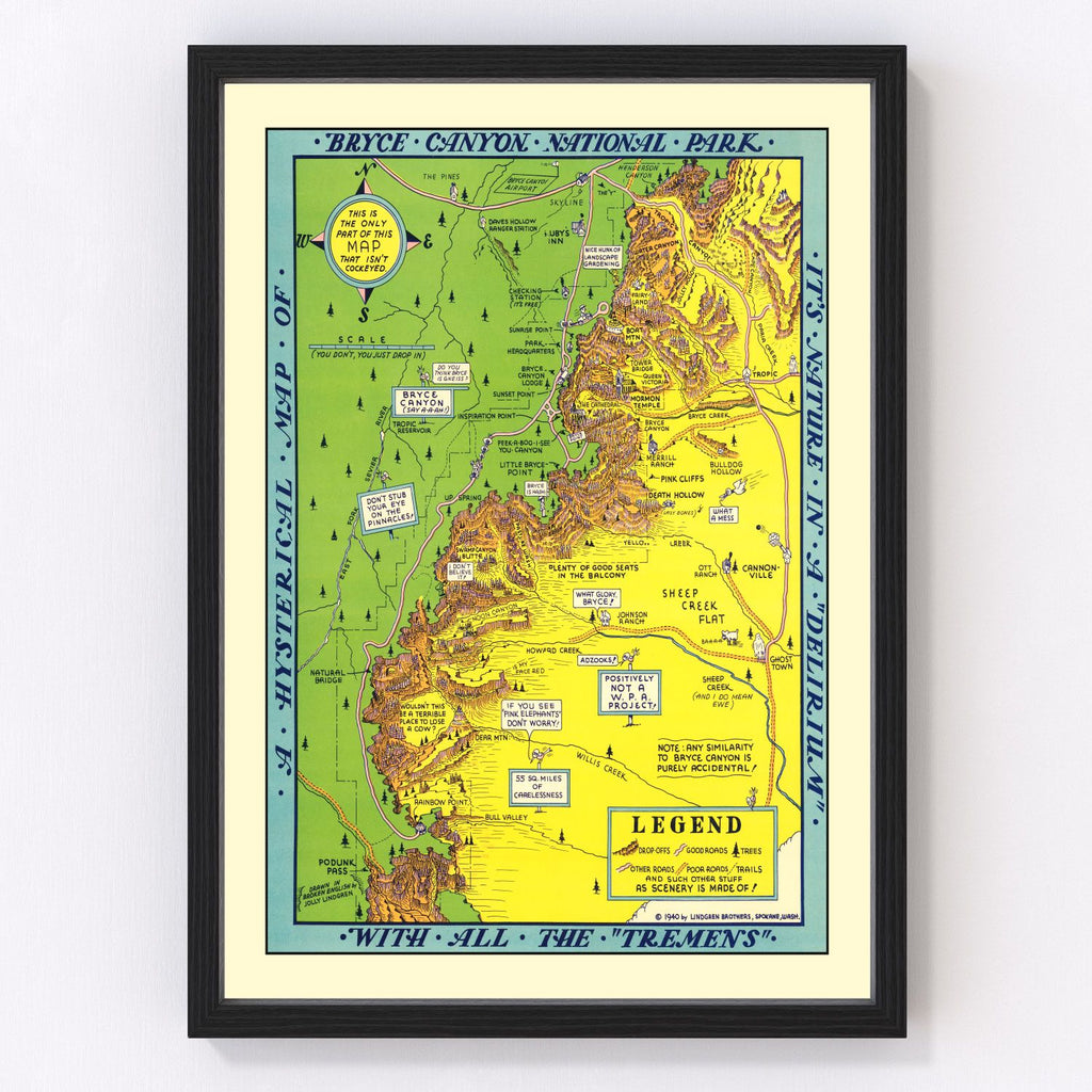 Vintage Map of Bryce Canyon National Park 1940
