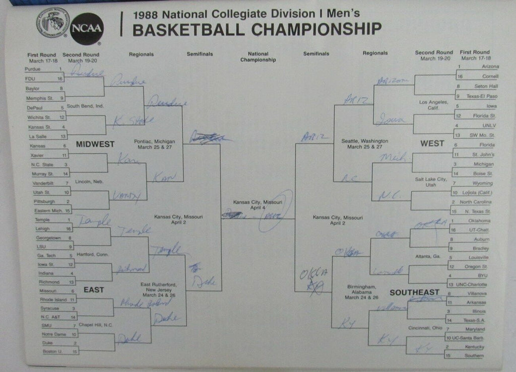 1988 NCAA Men's Basketball Championship 1st & 2nd Rounds Program LA 159082