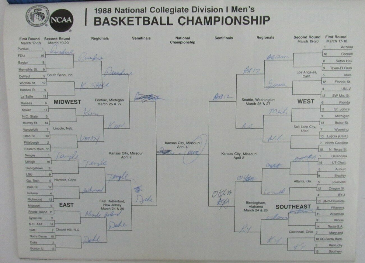 1988 NCAA Men's Basketball Championship 1st & 2nd Rounds Program LA 159082