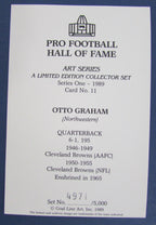 Otto Graham Browns HOF Autographed/Signed Goal Line Art Postcard 125378