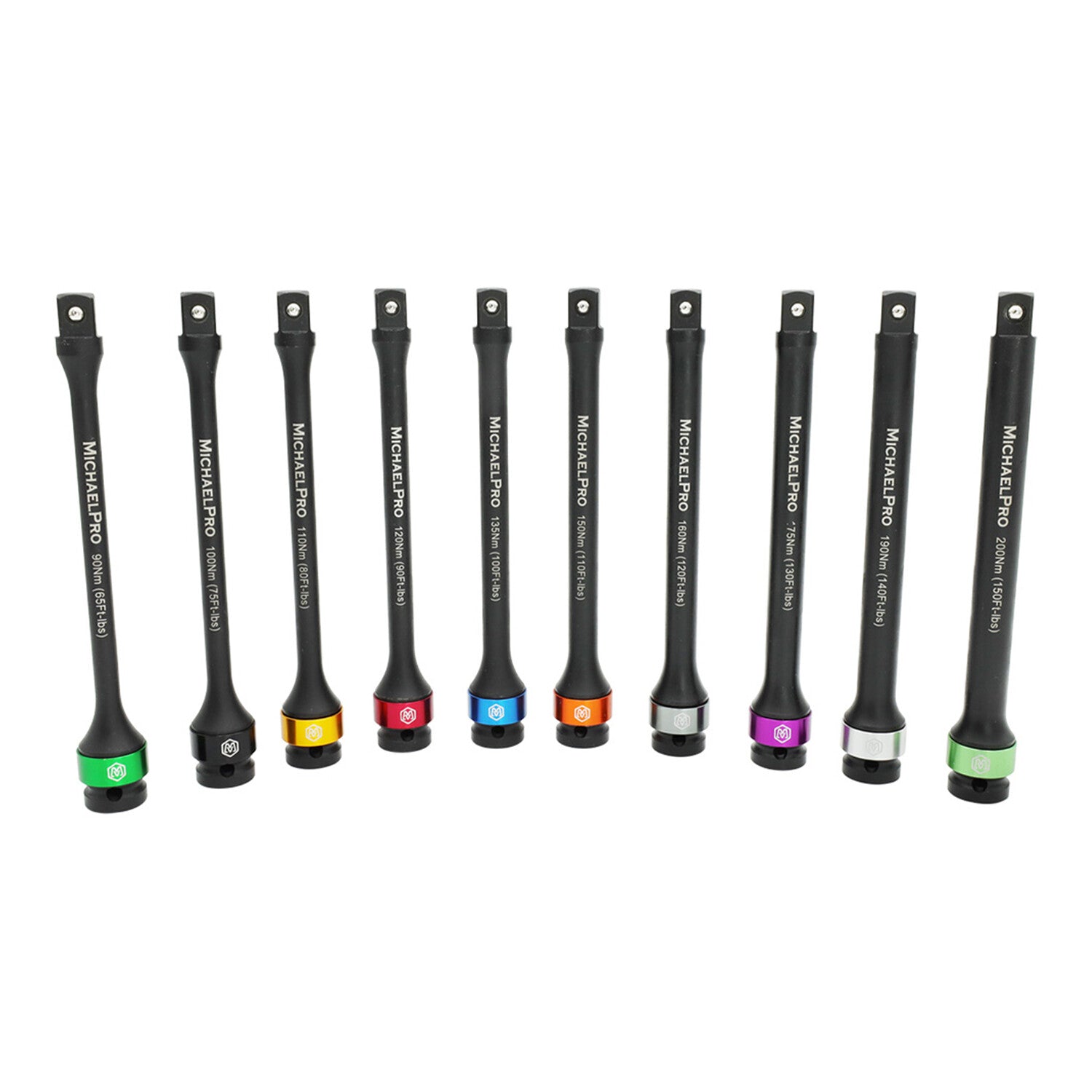 10-Piece 1/2-Inch Drive Torque Limiting Extension Bar 65 to 150 Ft-Lbs (90 to 200 Nm) 8-Inch Length