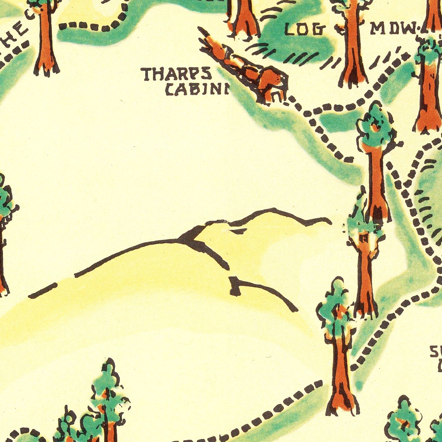 Vintage Map of Sequoia National Park 1954