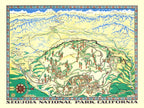 Vintage Map of Sequoia National Park 1954
