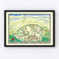 Vintage Map of Sequoia National Park 1954