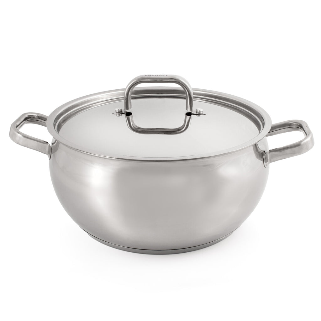 BergHOFF Belly Shape 18/10 Stainless Steel 9.5" Stock Pot with SS Lid, 5.5qt.