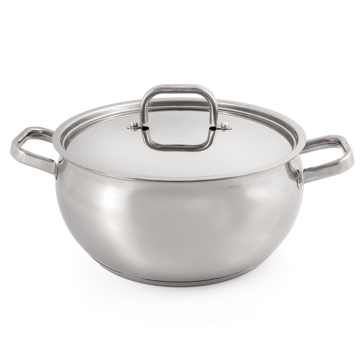 BergHOFF Belly Shape 18/10 Stainless Steel 9.5" Stock Pot with SS Lid, 5.5qt.