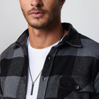 Slim Fit Flap Pocket Checkered Lumberjack Shirt // Black + Grey